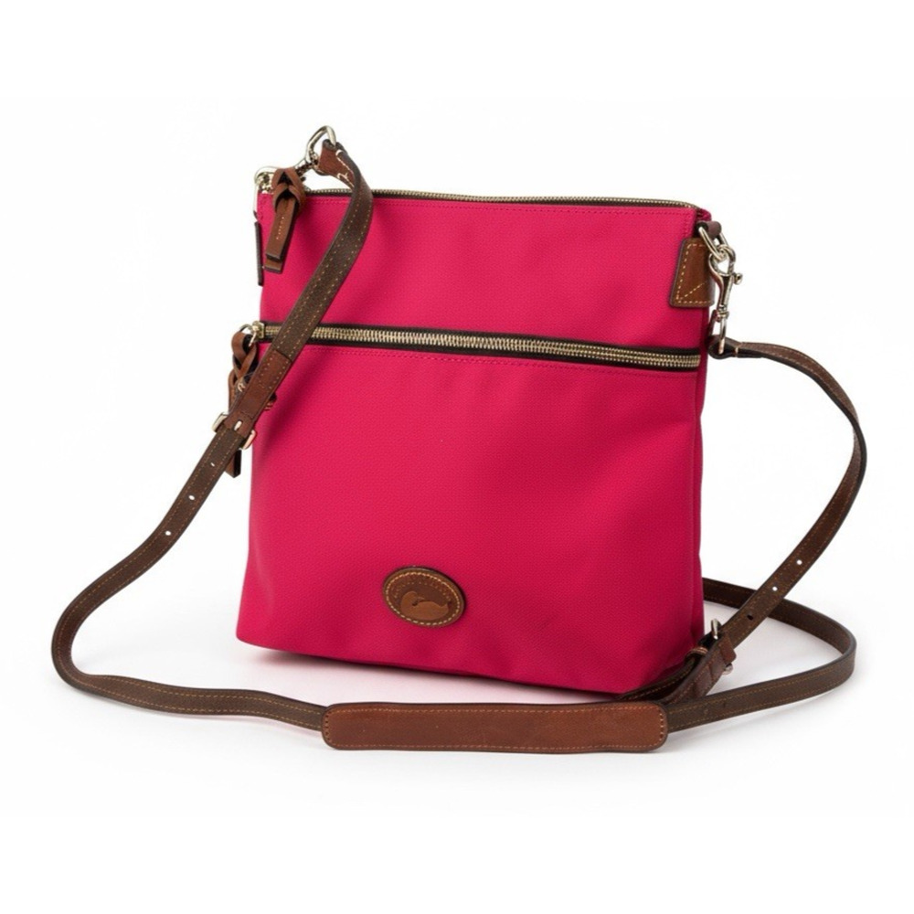 Dooney & Bourke Nylon Zip Crossbody Shoulder Bag Fuchsia Pink Leather Purse - Picture 14 of 14